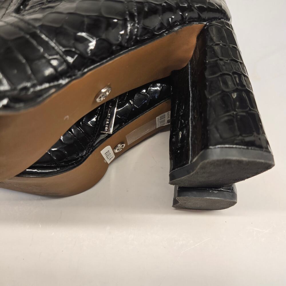 Kurt Geiger Timber Black Croc Boots Sz 41 US 10 Glossy Vegan Block Heel Edgy - Picture 14 of 15